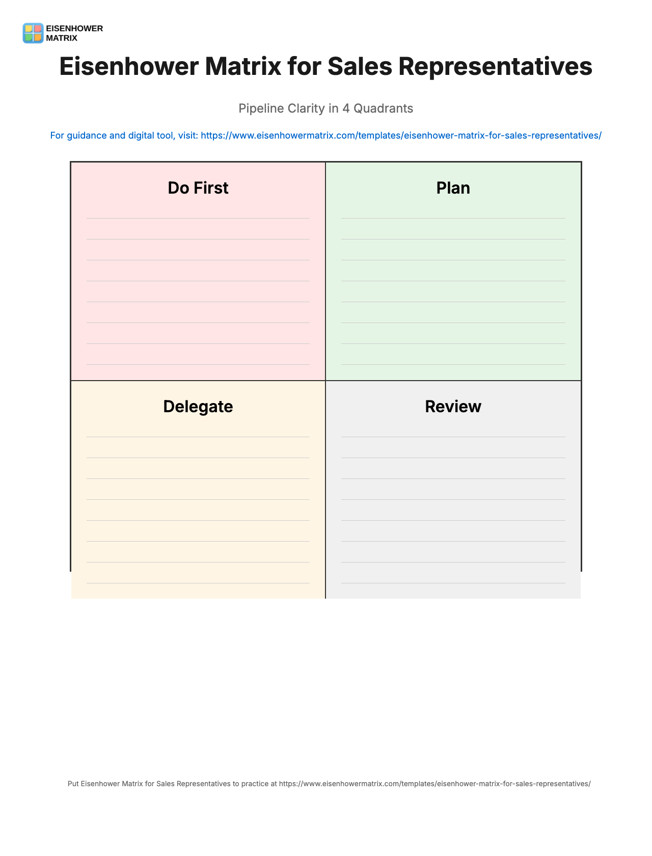 Eisenhower Matrix for Sales Representatives